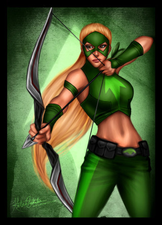 Woman green outfit bow hand - lyco art free wallpaper