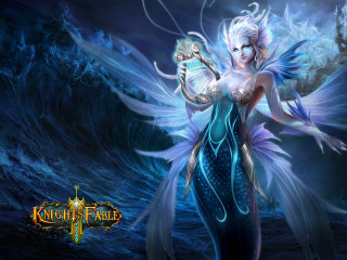 Fairy woman crystal ball sword - blue background free wallpaper