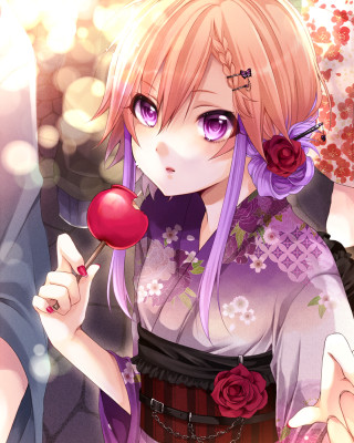 Pink haired girl cherry flower - a girl free wallpaper