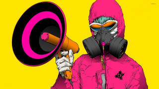 Person pink jacket megaphone pink - cyberpunk art free wallpaper