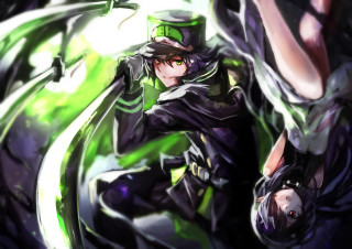 Green hat suit blurry sword - tail free wallpaper