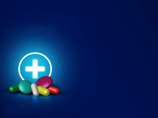Pills blue background plus sign - the middle of the image free wallpaper