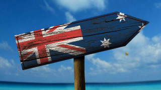 Wooden sign flag blue sky - it in front free wallpaper