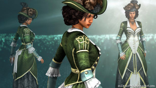 Woman green dress hat background - earnst haeckel free wallpaper