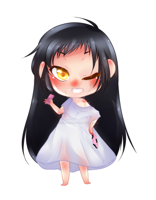 Cartoon girl black hair yellow 2 - a pink object free wallpaper