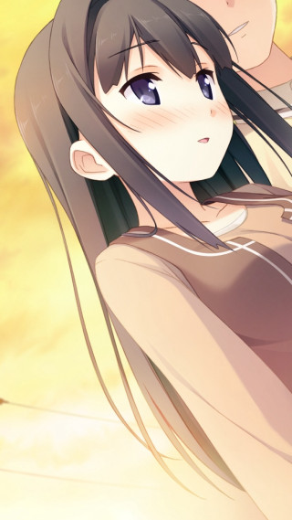 Woman long hair man hat - a yellow sky free wallpaper