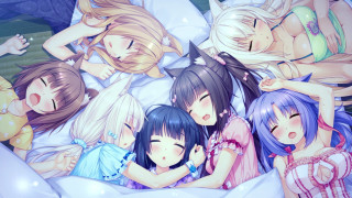 Girls bed arms covered faces - their face free wallpaper