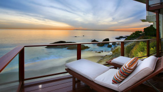 Chair balcony ocean sunset sunrise - a balcony free wallpaper