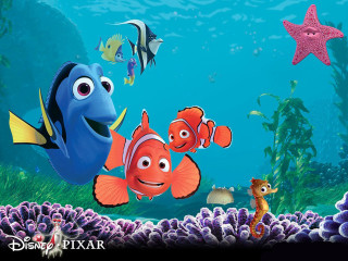Cartoon character swimming ocean starfish 2 - pixar and disney animation free wallpaper