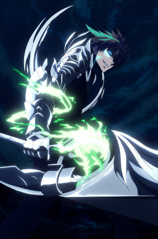 Man black suit green lights - ufotable free wallpaper