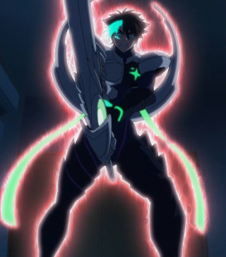 Man holding sword dark room 4 - neon free wallpaper