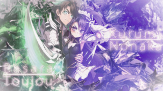 Anime couple purple hair green - sword free wallpaper