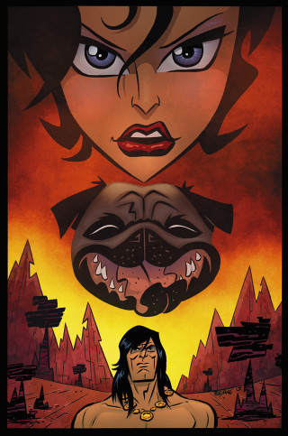 Woman dog demon red yellow - a dog free wallpaper