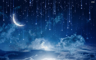 Night sky stars crescent moon 3 - a night sky free wallpaper