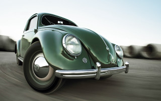 Green car driving street cement - a street next free wallpaper