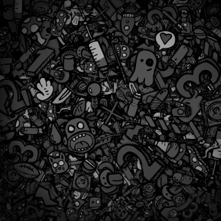 Black white objects scattered background - a bunch free wallpaper