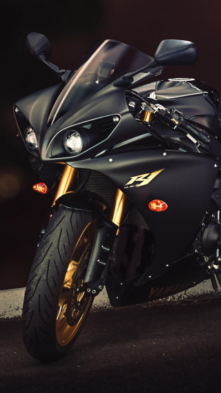 Black motorcycle night road lights 4 - night time free wallpaper