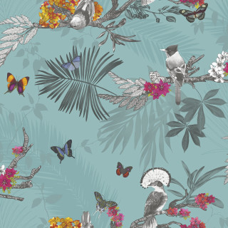 Blue wallpaper birds flowers butterfly - jungle free wallpaper