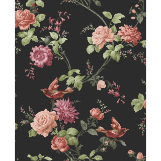 Black background flowers birds nature - free vintage wallpaper