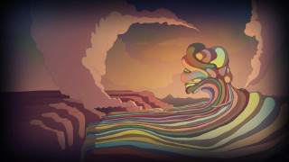 Man wave sunset mountain painting - a mountain in the distance free wallpaper