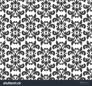 Black white damask pattern large 7 - modern european ink painting free wallpaper