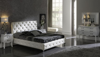 Modern european bedroom white bed - rug free wallpaper