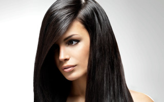 Woman long black hair posing 2 - straight free wallpaper