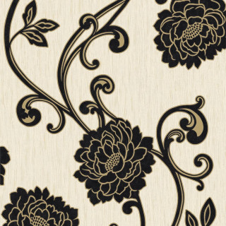 Black white flower pattern swirl - a flemish baroque free wallpaper