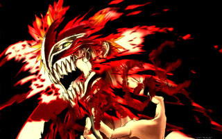 Red headdress demon face fire - neoexpressionism free wallpaper