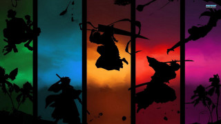 Colorful silhouette person knife flower - art free wallpaper for desktop