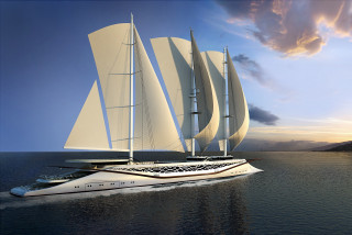 Large white boat sail ocean - a large white boat free wallpaper