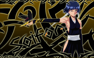 Woman blue hair sword dragon - blue hair holding free wallpaper