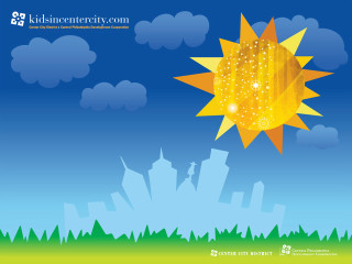 Sunshine city skyline clouds stars - a sun free wallpaper
