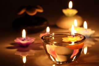 Candle glass bowl water flowers - a glass bowl free wallpaper