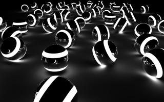 Numbered balls dark room monochrome 2 - op art free wallpaper