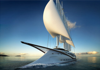 Large white boat sailing water 2 - a large white boat free wallpaper