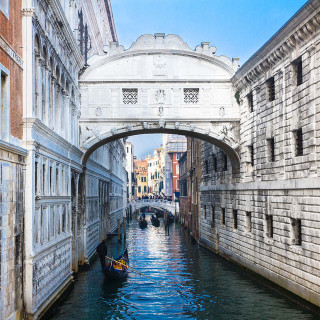Boat under bridge canal venice - matte painting free wallpaper