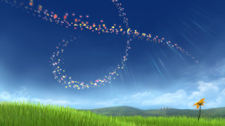 Kite flying sky field grass - a matte painting free wallpaper