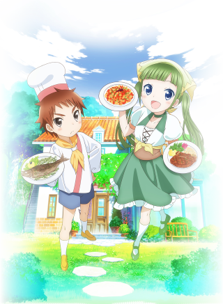 Anime girls food house sky - concept art free wallpaper