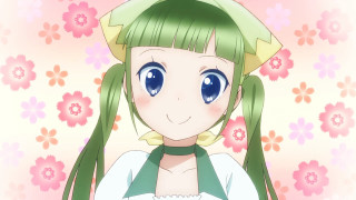 Green hair girl flower background - green hair free wallpaper