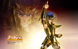 Woman gold black gun pointing - shining behind her free wallpaper