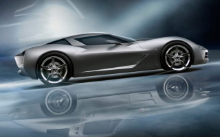 Silver sports car spotlight reflection 2 - a spotlight behind free wallpaper