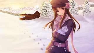Girl purple outfit snow hat 2 - a purple outfit free wallpaper