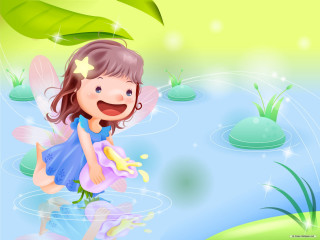 Little girl blue dress pond - a little girl free wallpaper