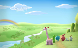 Animals hill river rainbow sky 2 - a group of animals free wallpaper