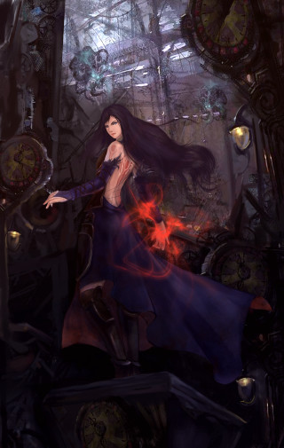 Woman long dress room clocks - a long dress free wallpaper