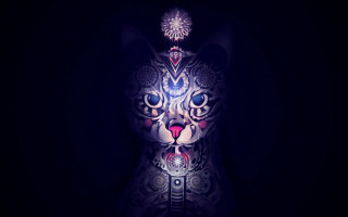 Cat glowing face dark pattern - glowing free wallpaper for desktop