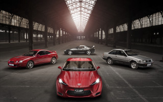 Four cars parked garage ceilinged - area free wallpaper