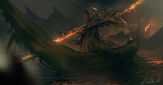 Boat flames water person background - the boat free wallpaper