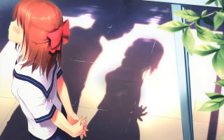 Girl mirror shadow wall tree - the wall behind her free wallpaper